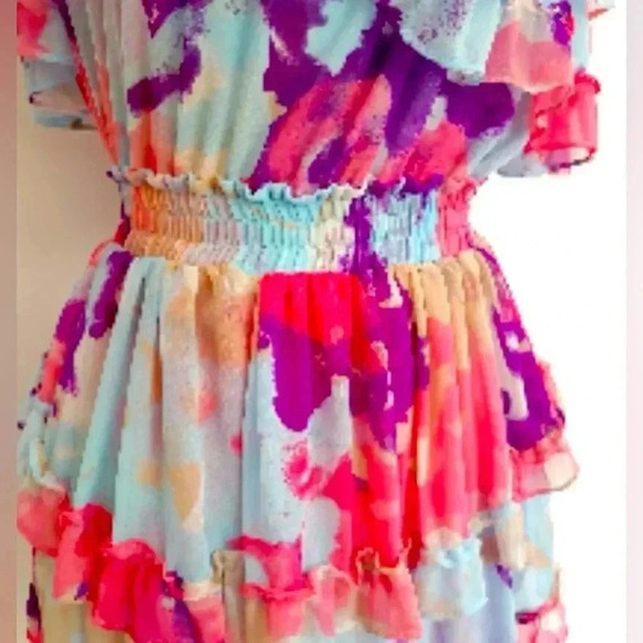 MISA Women’s Isella Ruffled Off The Shoulder Mini Dress Size Small - Picture 9 of 10